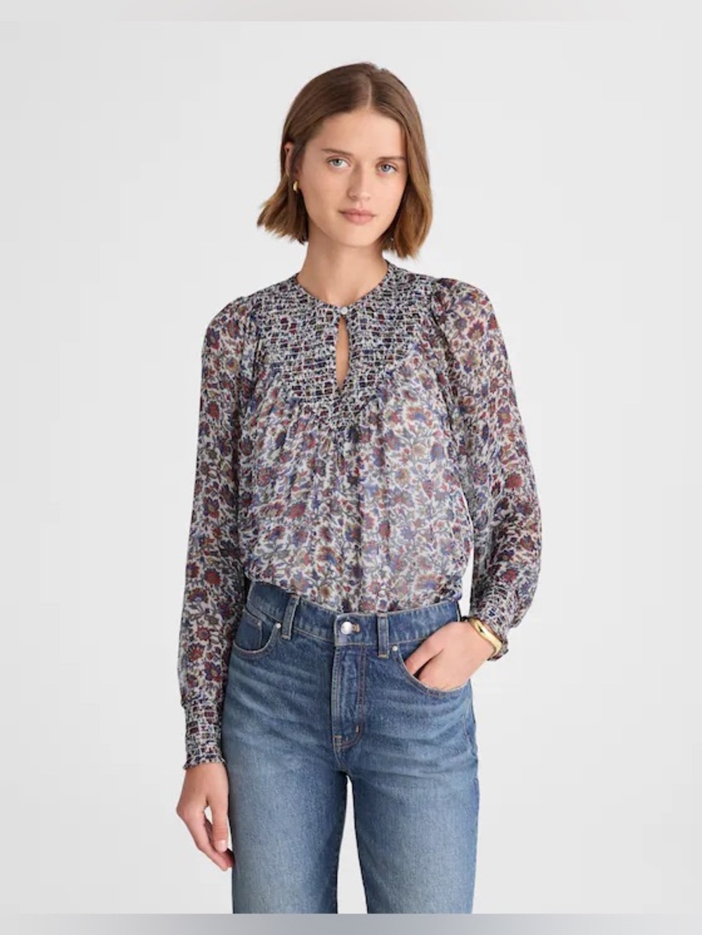 Madewell Smocked Split Crewneck Top NWT
Size: M * Color: Cherry Red